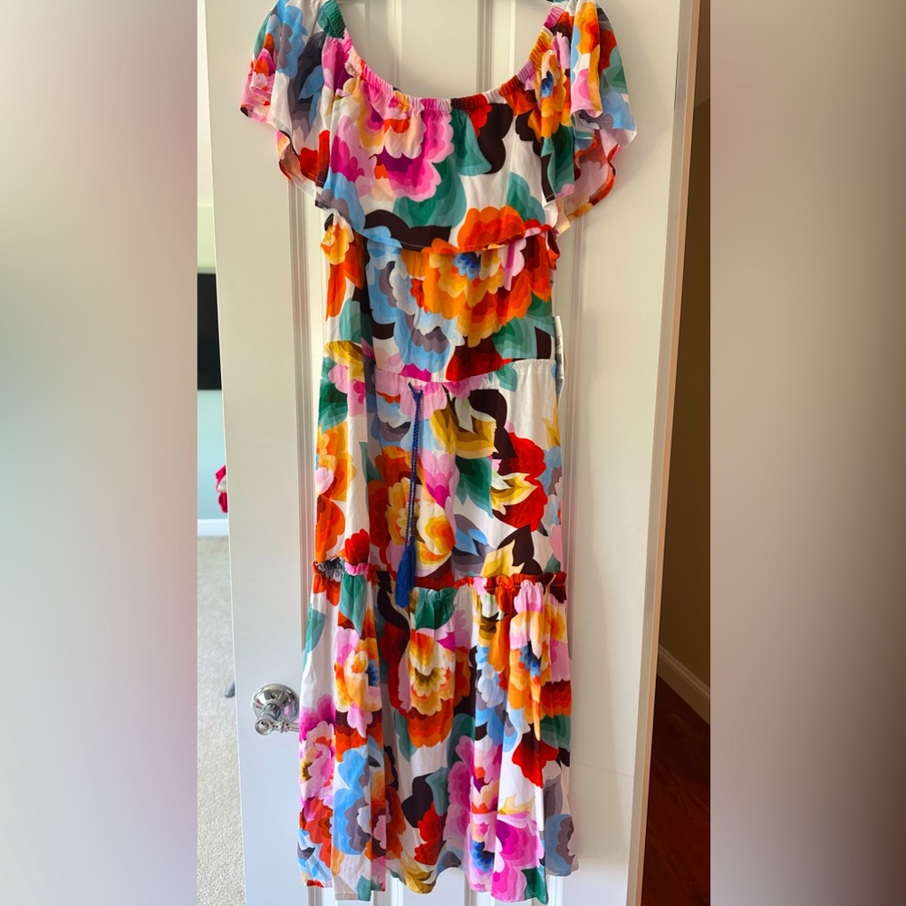 La Blanca Floral Rhythm Off-The-Shoulder Cover Up Dress